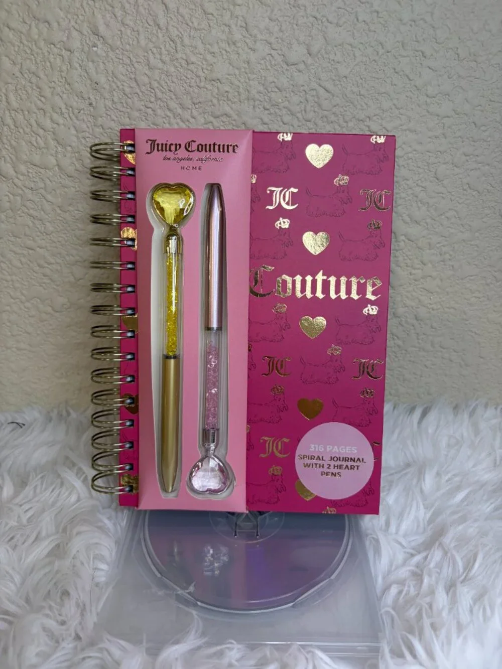 Juicy Couture Pink Spiral Journal Heart Crystal Pens Scotty Dog Gift Set NWT